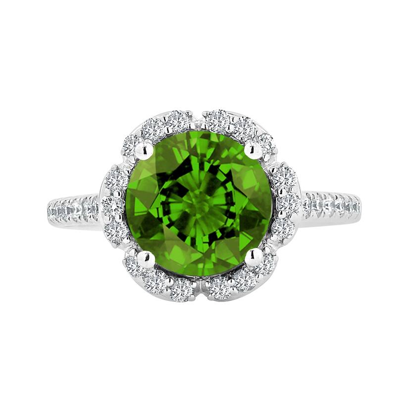 Auriya Vintage 3 1/10ct Fancy Peridot and Halo Diamond Engagement Ring 3/8ct Fancy 14k Gold