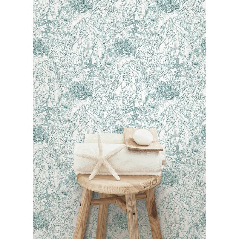 NuWallpaper Under the Sea Teal Peel and Stick Wallpaper - N/A