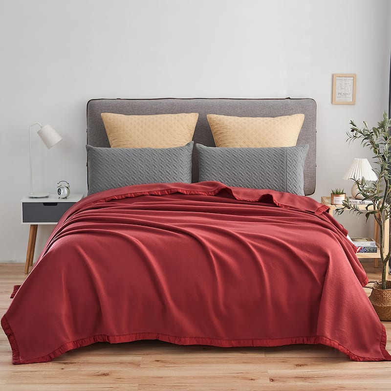 All Seasons Year Round Sheet Blanket with Satin Hem - King - Burgundy