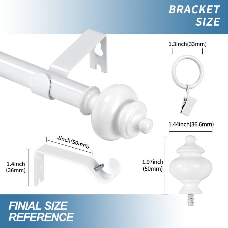 Modern Window Drapery Curtain Rod Set with 8 to 24 Rings