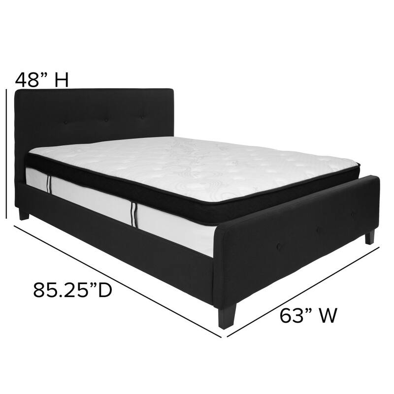 Button Tufted Platform Bed with Memory Foam Pocket Spring Mattress