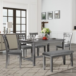 6 Piece Wooden Dining Table set, Kitchen Table set with 4 Chairs and ...