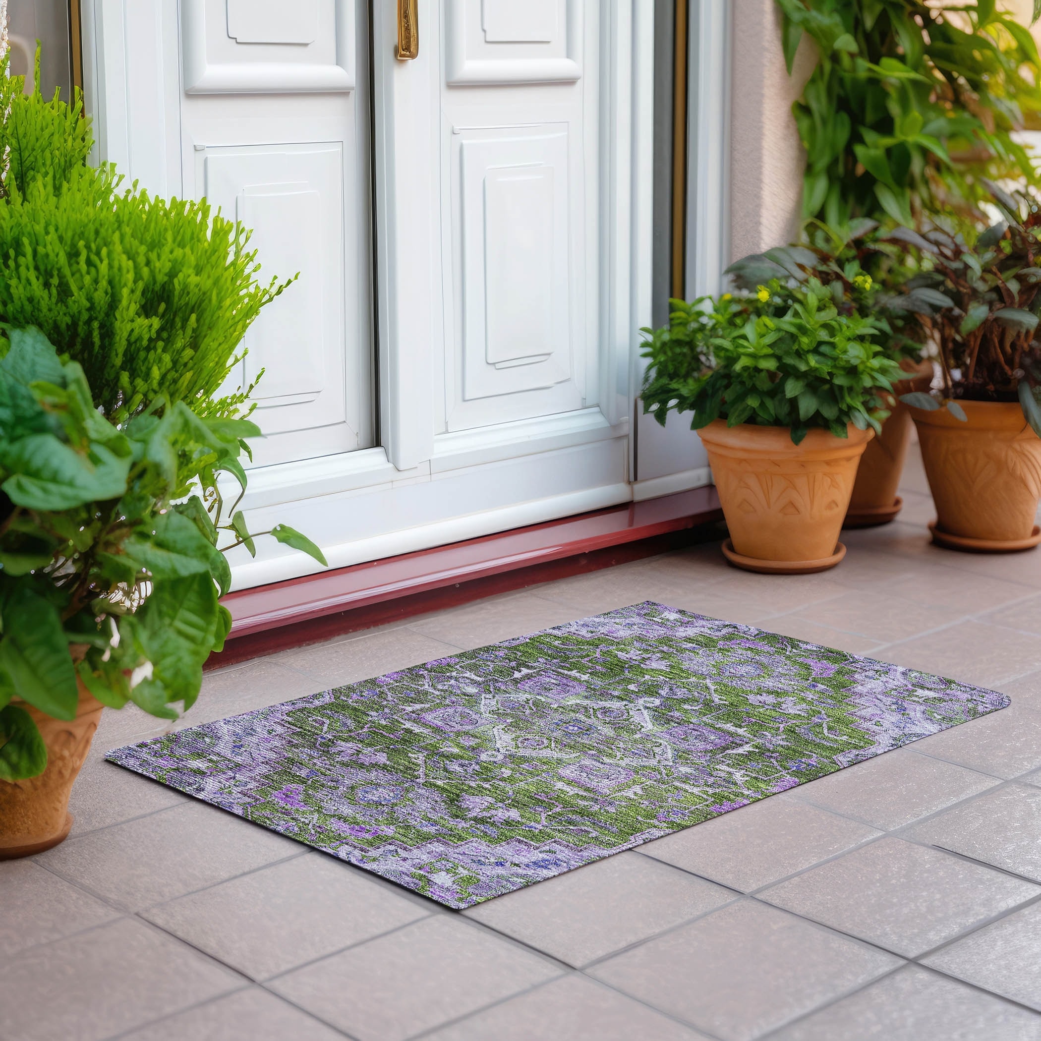 Machine Washable Indoor/ Outdoor Chantille Traditional Boho Rug