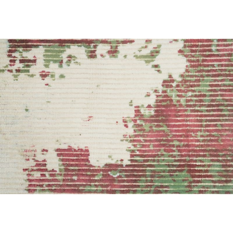 Hand Knotted Oriental Viscose Silk Carpet Modern All-Over Multi-Colored Abstract Area Rug - 3' 10'' X 2' 0''