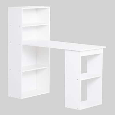 47" Writing Desk with Bookshelf and 6-Tier Storage, Home Office Desk with Minimalist Design