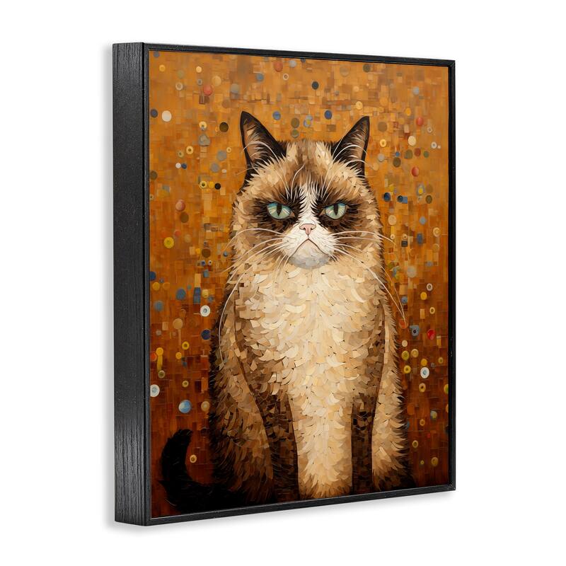 Stupell Grumpy Klimt Cat Framed Giclee Art Design By Arlington Prints