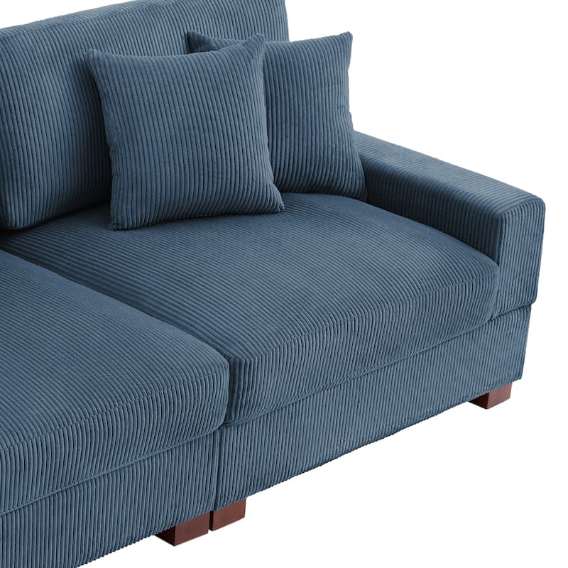Corduroy Couch Modular Sectional Sofa with Pillows