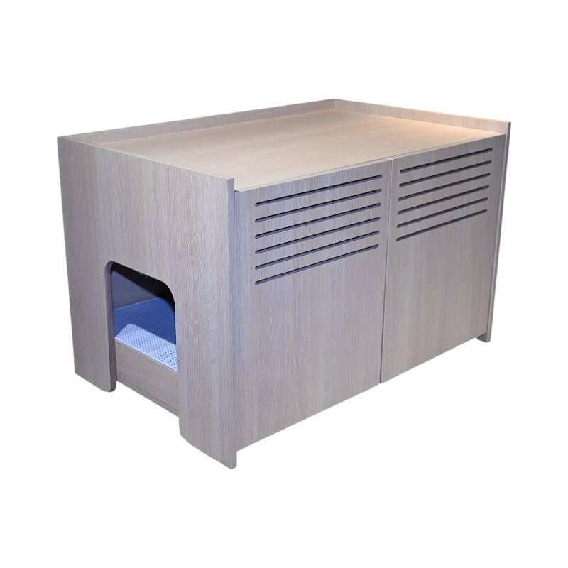 Modern Wooden Cat House with Scratching Pad, Cat Litter Box Enclosure, Spacious Hidden Cat Litter Box