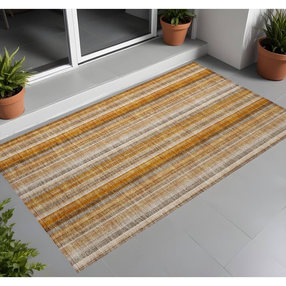 Alsito Stripe Weather Resistant Timeless Fusion Outdoor Rug