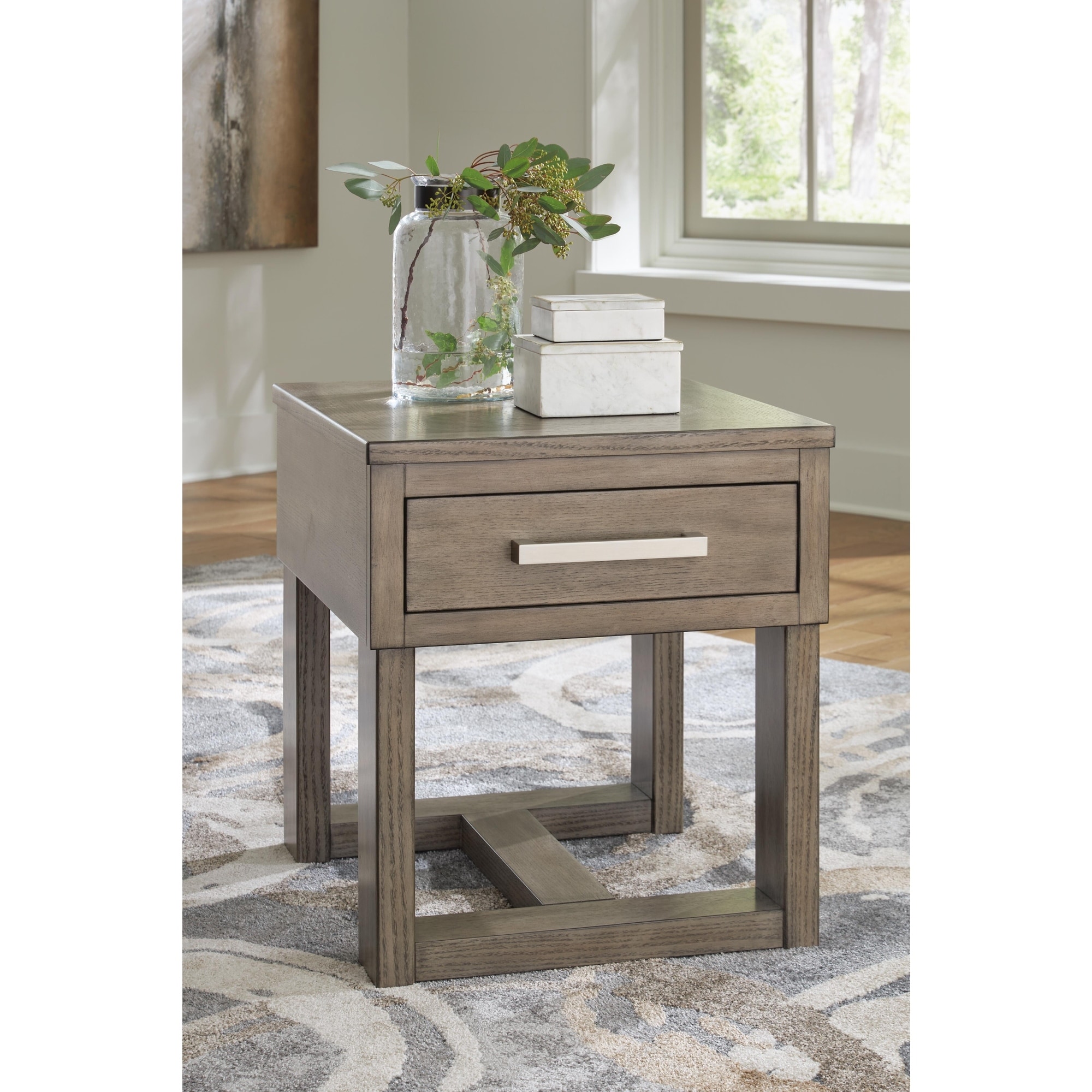 Signature Design by Ashley Loyaska Brown/Gray End Table - 22"W x 24"D x 24"H