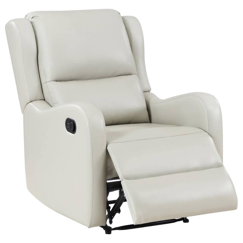 Mayra Manual Recliner Chair, English Arms, Plush Ivory Faux Leather