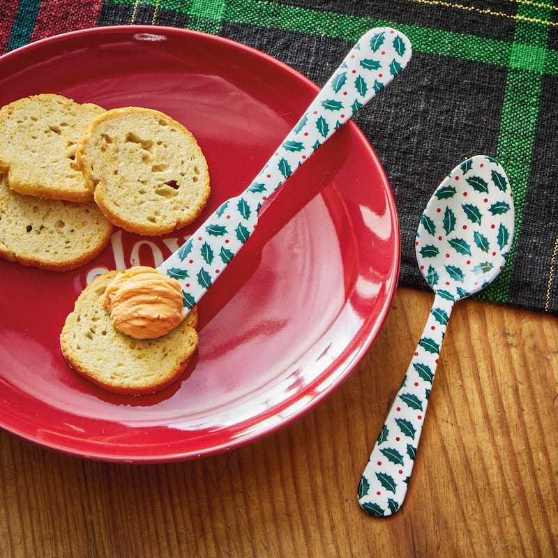 Tis The Season Enamel Spreader - Multicolor Cheese Knife & Serving Utensil, Stainless Steel, 5.85" Long, Hand Wash Only