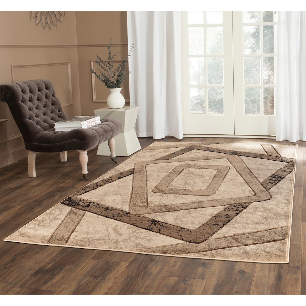 Orelsi Beige/Cream Contemporary Area Rug