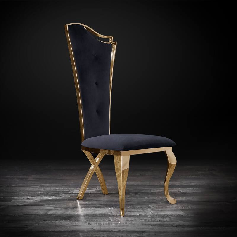 Belladonna Titanium Gold Stainless Steel Dining Chair, Set of 2
