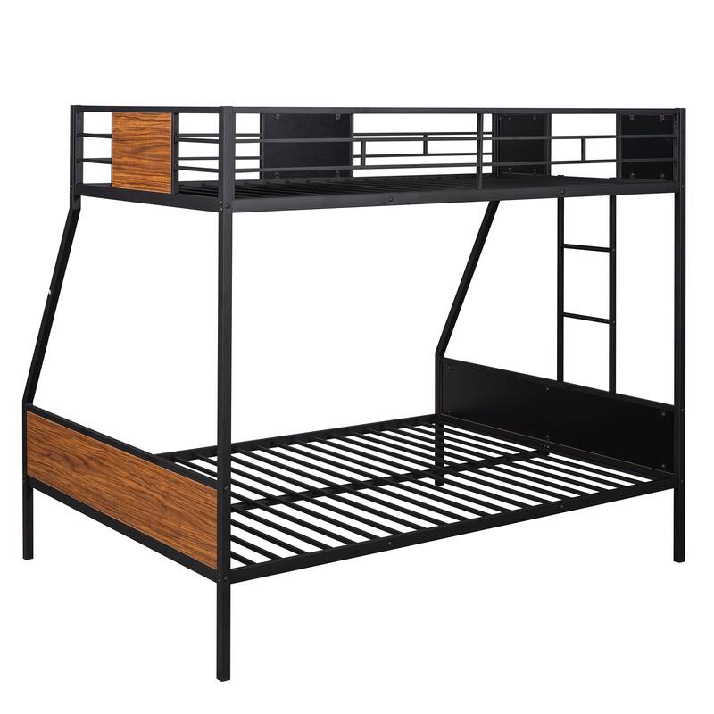 Bunk bed modern style steel frame bunk bed with safety rail, built-in ladder