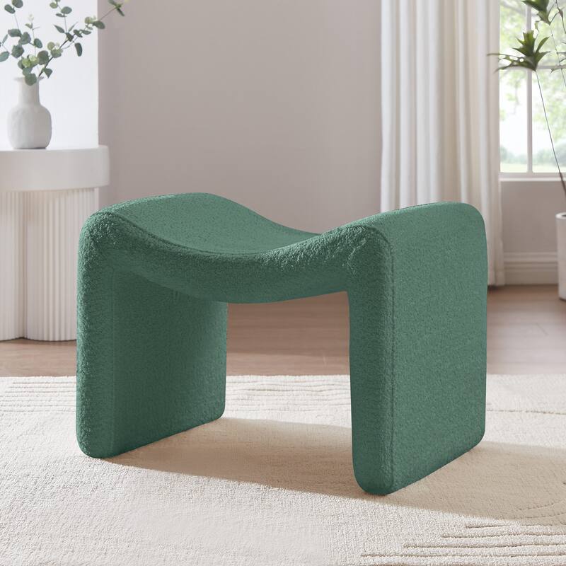 VANOMi Upholstered Pouf, Mid-Century Modern Ottoman, Cometemporary Foot Stool For Living Room Extra Vanity Seat For Small Space