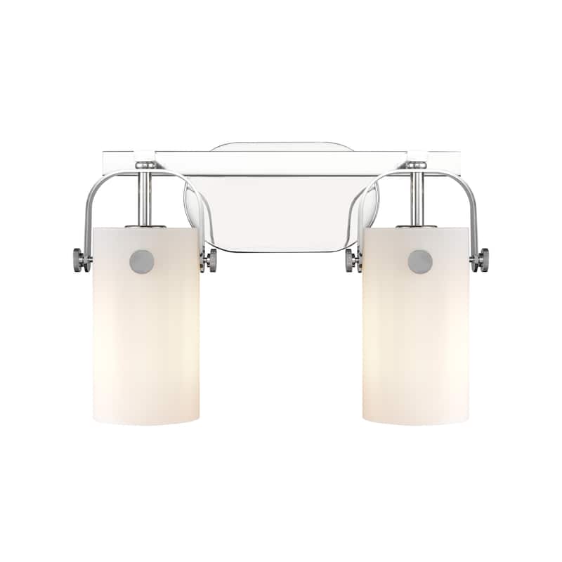 Innovations Lighting 423-2W-10-15 Pilaster II Cylinder Vanity Pilaster - Polished Chrome / Matte White