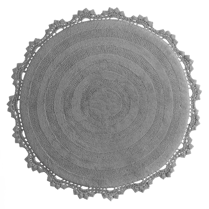 MH London Winchester Cotton Round Bathroom Rug - Soft Bath Mat