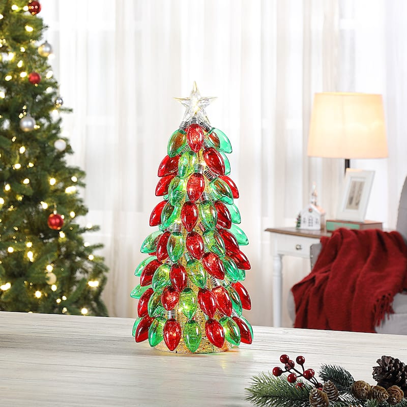 18 in. Retro C9 Bulb Tree - Red & Green