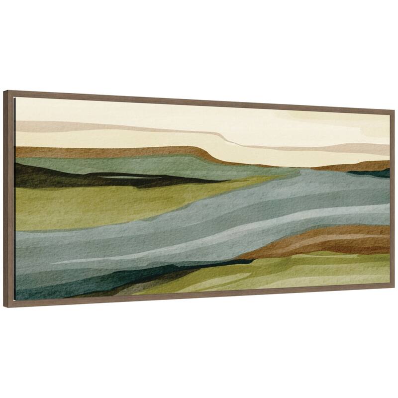 Kate and Laurel Natures Charm l Panel by Nikita Jariwala Framed Canvas Wall Art Print - 40 x 18 - Brown