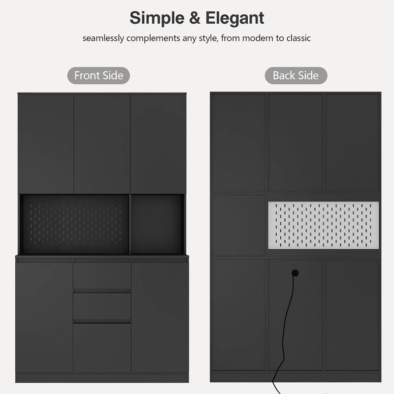 74" Freestanding Kitchen Pantry Cabinet Cupboard with 6 Doors,3 Shelves and 1 Drawer,Versatile Wardrobe & Kitchen Cabinet