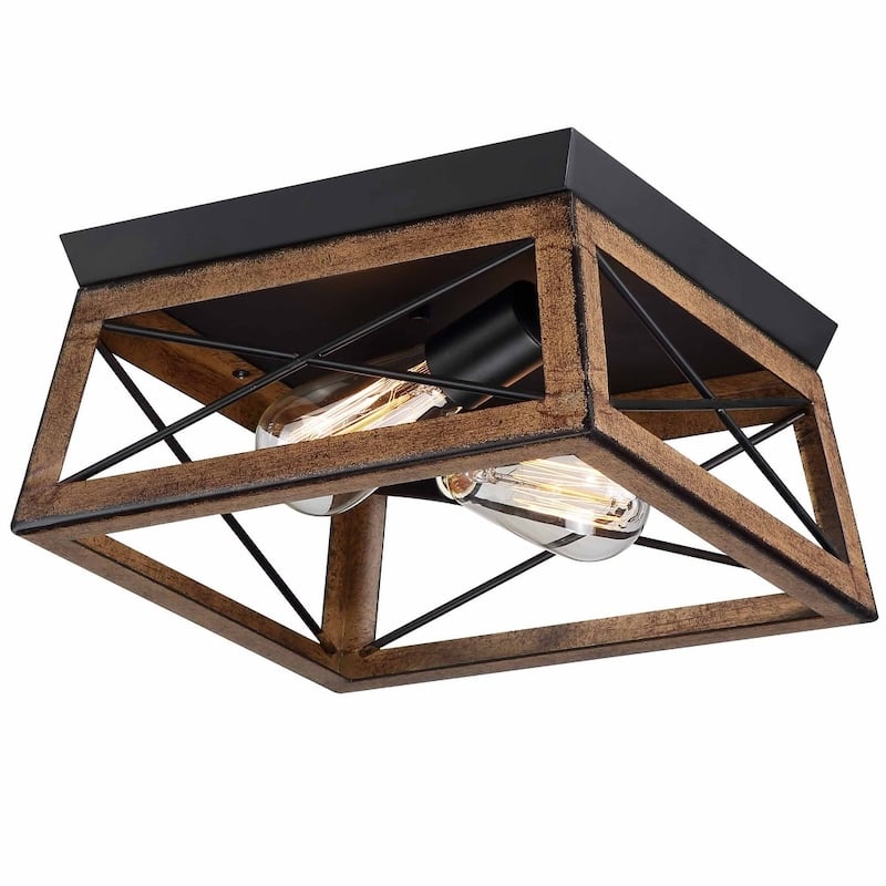 2 Light Farmhouse Flush Mount Ceiling Light