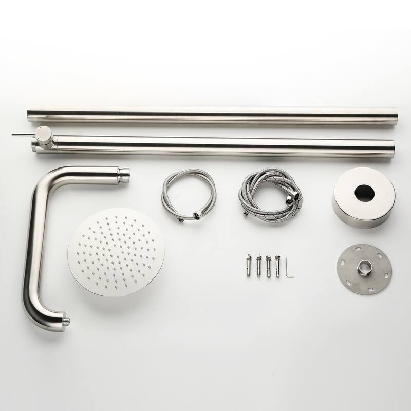 81"H Stainless Steel Freestanding Outdoor Shower with Handheld Shower