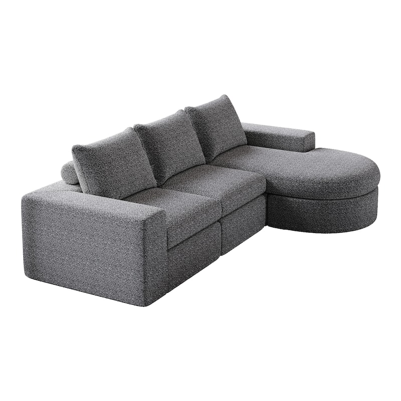 99" Chenille L-Shaped Sectional Sofa with Chaise Lounge and Deep Seats, No Assembly Required