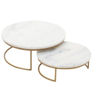 Sophia Grace 2 Pieces Marble Round Table Riser, White-Gold, 8x8x3 and ...