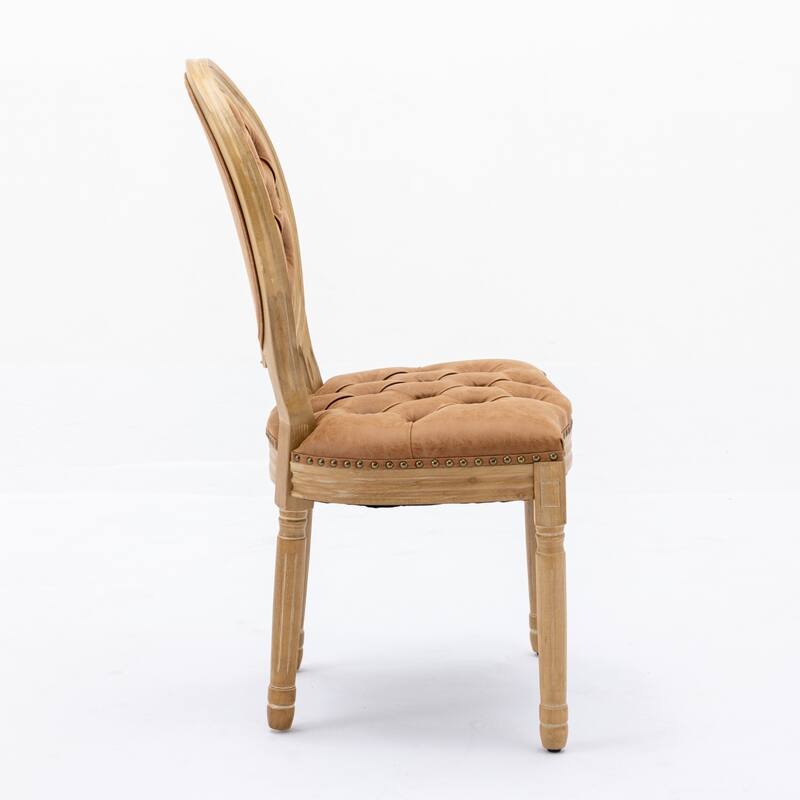 Roomfitters French Style Dining Chairs Set of 2, Tufted PU Leather Upholstered Accent Chairs and Solid Wood Legs