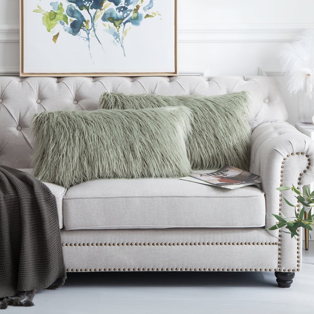 Karenne FauxFur Throw Pillow Covers (Set of 2), NO INSERT