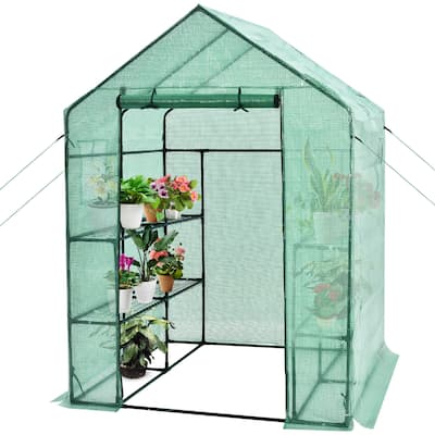 Gymax Walk-in Greenhouse 56''x56''x77'' Gardening w/Observation - See Details