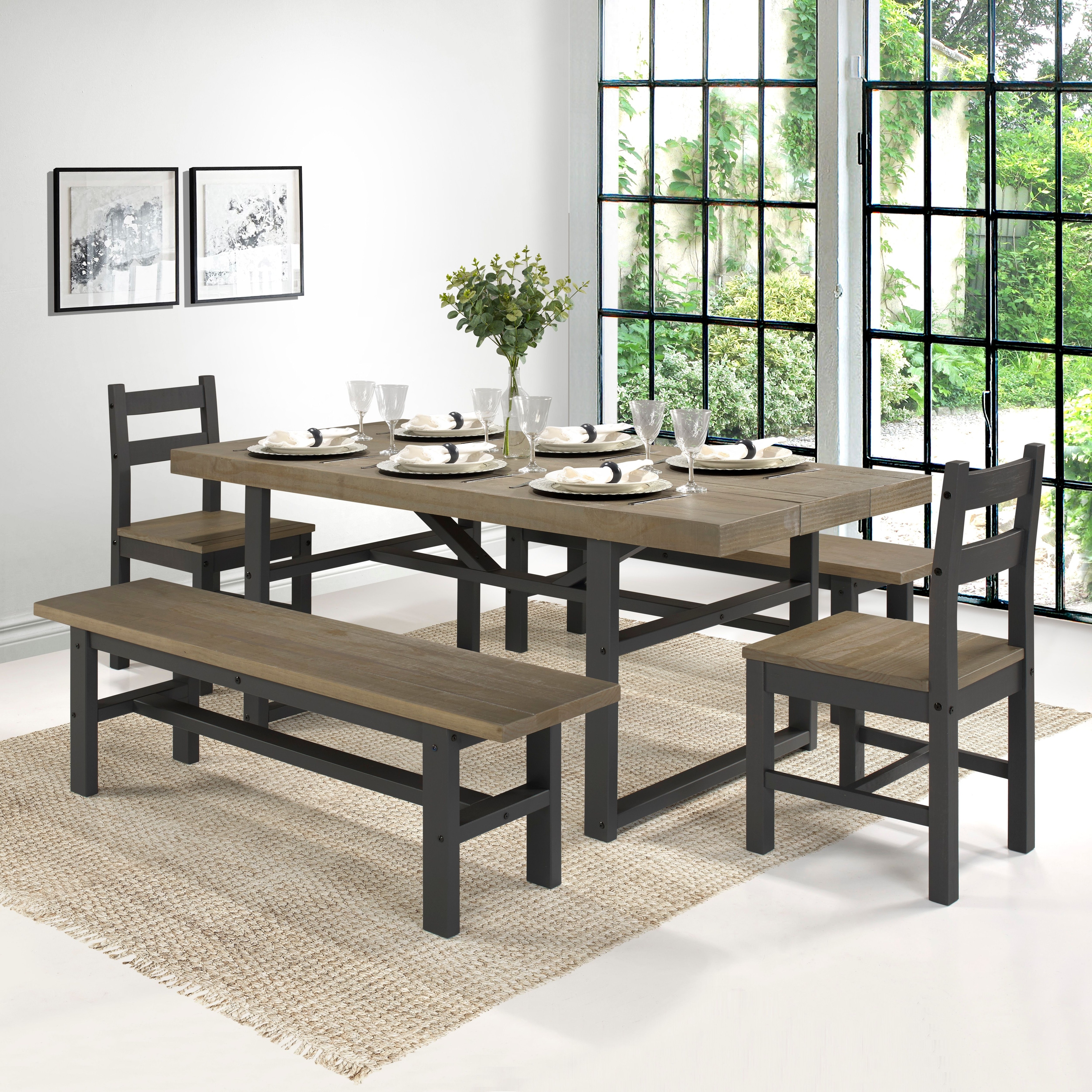 Tribeca 5-piece Driftwood Dining Set with sand cushions - Bed Bath