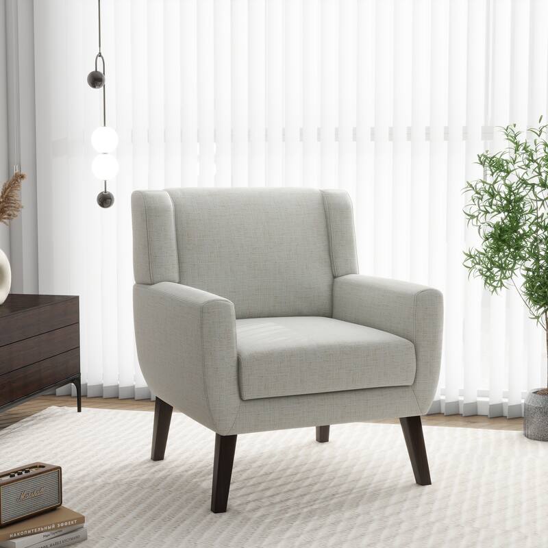 Modern Upholstered Linen Armchair Accent Chair