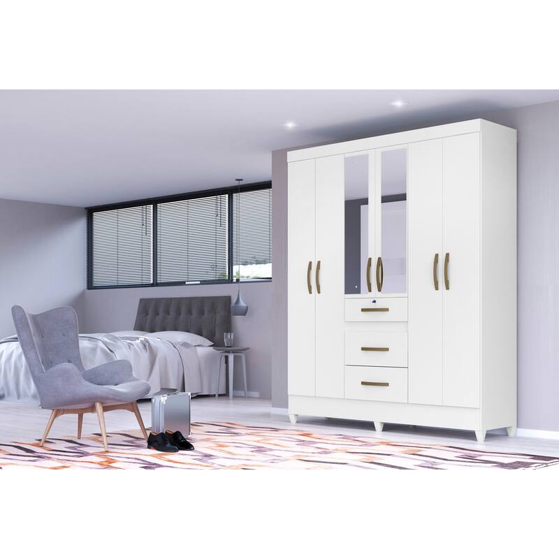 Augusta 3-Door Wardrobe with Hanging Rod White - Black