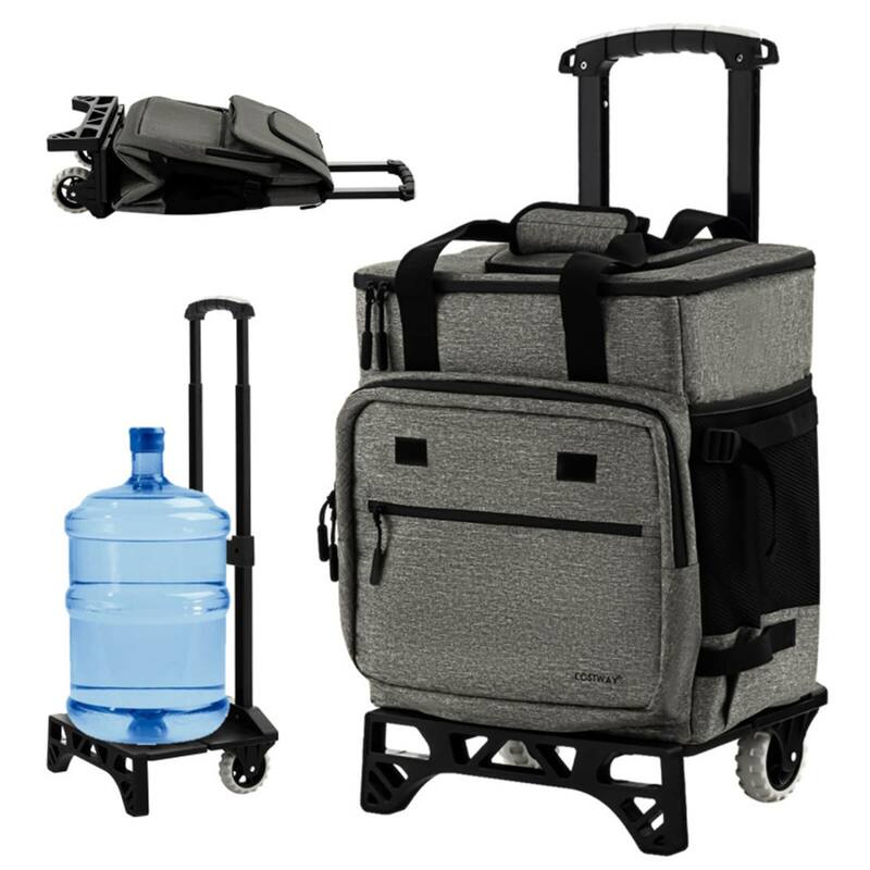 40L Rolling Cooler Bag with Wheels and Adjustable Handle - 15" x 11" x 17"