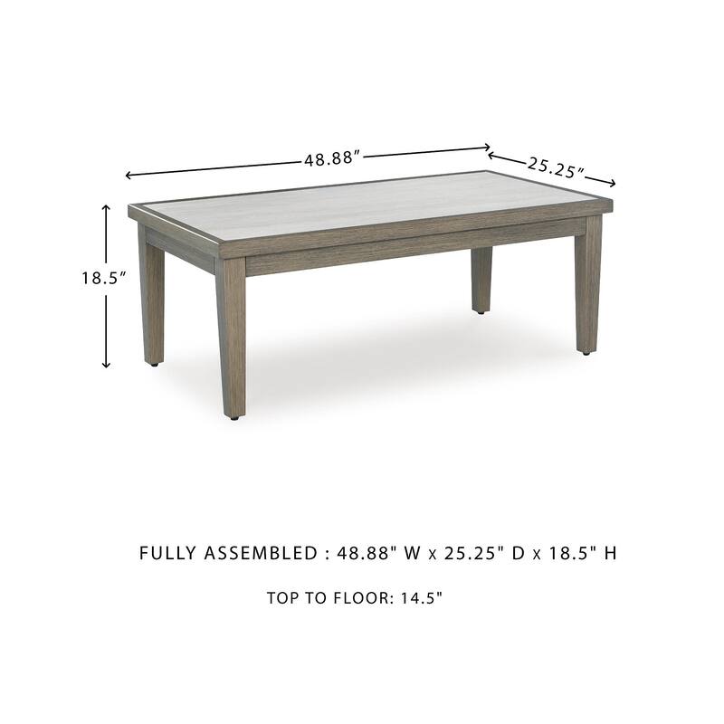 Signature Design by Ashley Rainier Ranch Brown/Beige Outdoor Coffee Table - 48.9" W x 25.28" D x 18.5" H