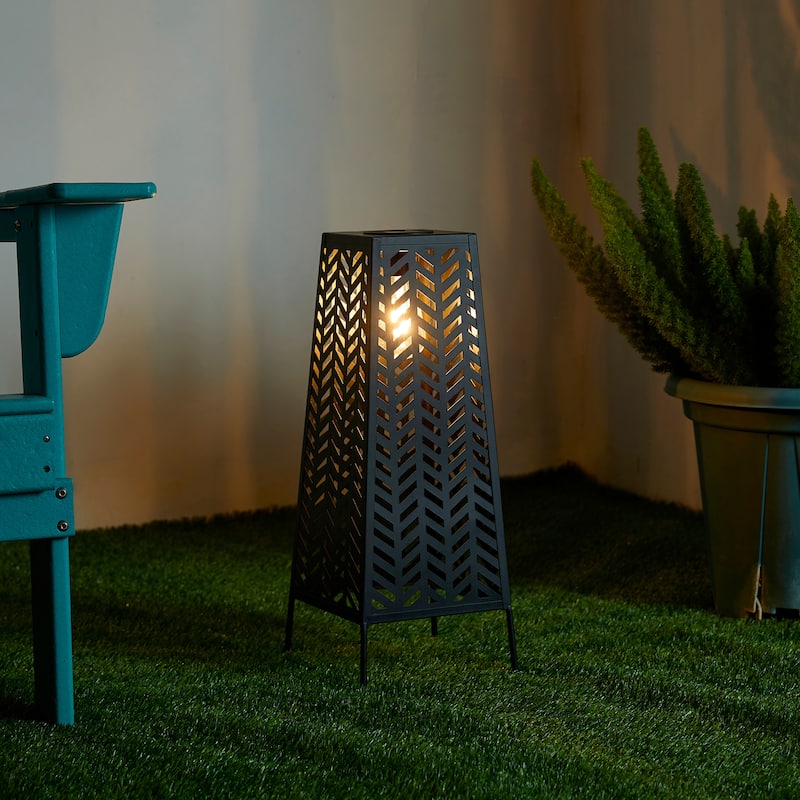 Glitzhome 21.5"H Solar Powered Floor Lantern with Edison Bulb - 8.50"L X 8.50"W X 21.50"H