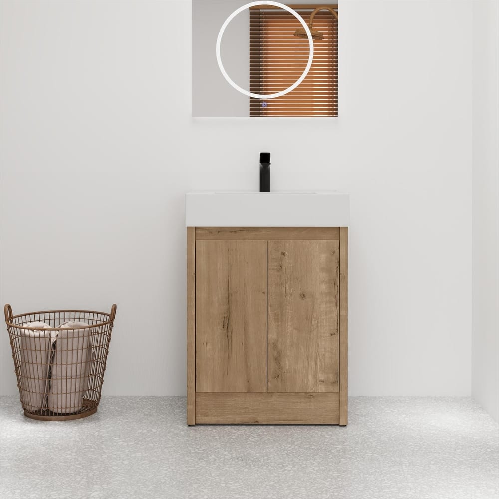 Bathroom Vanity With Sink In 24/30 Inch, Freestanding Bathroom Vanity With Soft Close Door And Adjustable Shelves