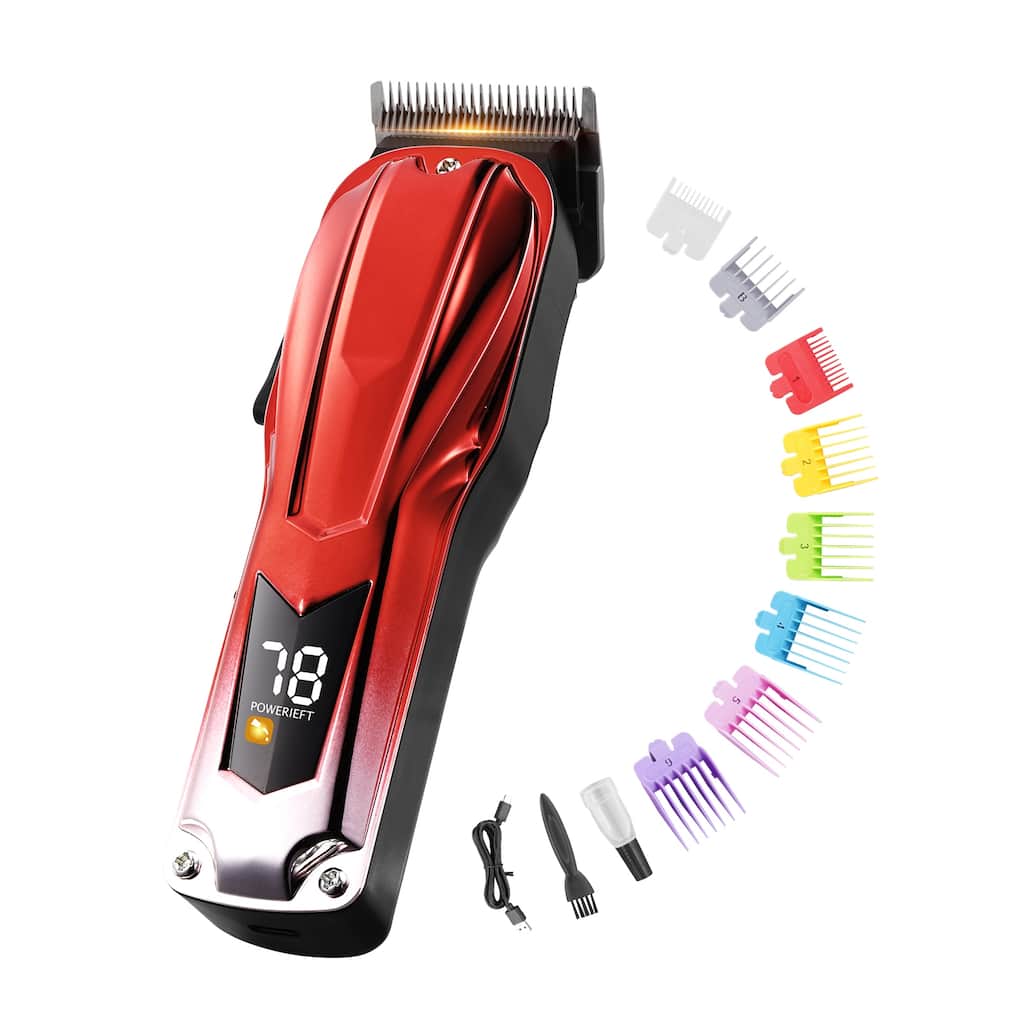 Professional Hair Clipper, Cordless Barber Clipper with 6800RPM Brushless Motor & LED Display with 8 Guide Combs for Home Barber
