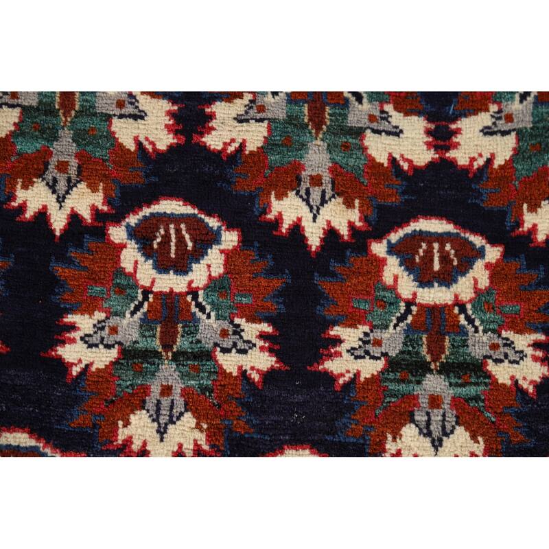 Navy Blue Balouch Persian Runner Rug Hand-Knotted Wool Carpet - 3'9" x 9'0"