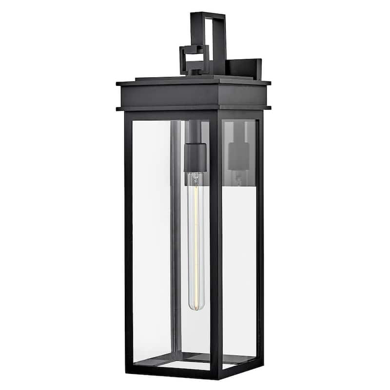 Lark 82065 Cole 1 Light 25" Tall Outdoor Wall Sconce with Clear Glass - Black