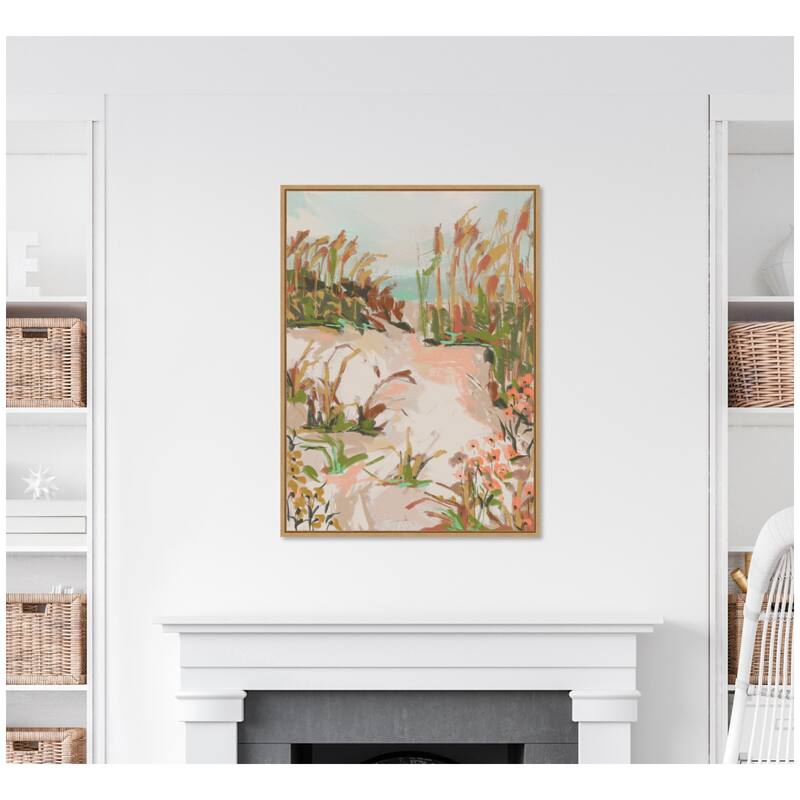 Kate and Laurel Sunrise Seascape by Annie Quigley Framed Canvas Wall Art Print