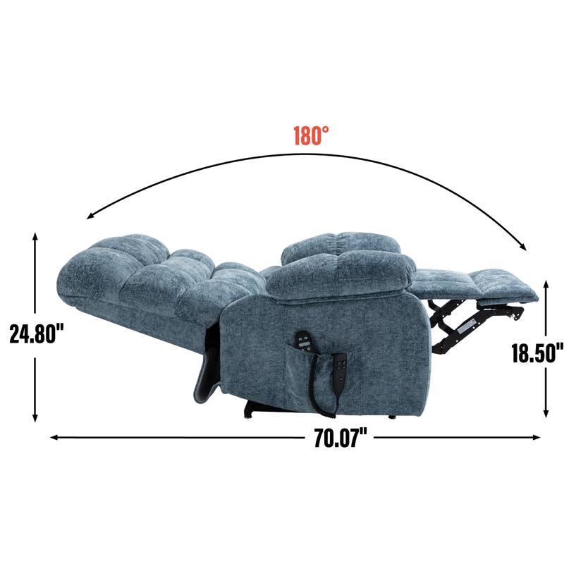 Roomfitters Dual Motor Power Lift Recliner Chair with Heat Massage Oversized Infinite Position Sofa with Cup Holders