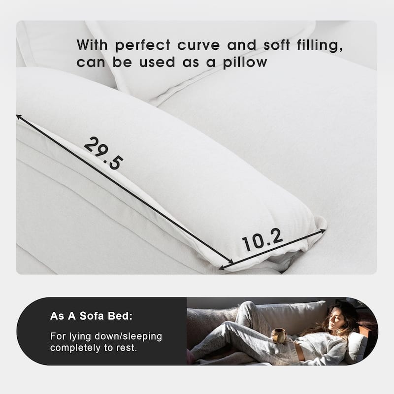 [VIDEO provided][New]109.8*55.9" Modern U-shaped Sectional Sofa with Waist Pillows,6-seat Upholstered Symmetrical Sofa Furniture