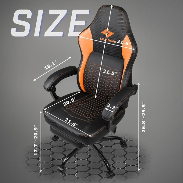 dimension image slide 1 of 4, Bossin Gaming Chairs with Footrest, Big and Tall Chair 400 Capacity, Racing Style Computer Chair with Ergonomic Lumbar Support