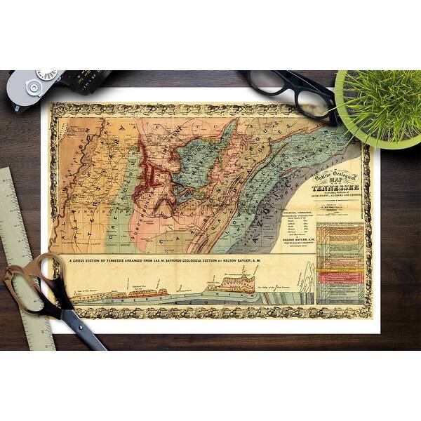 Shop Tennessee And Parts Of Mississippi Alabama And Georgia Panoramic Map Art Print Multiple Sizes Available Overstock 27906975