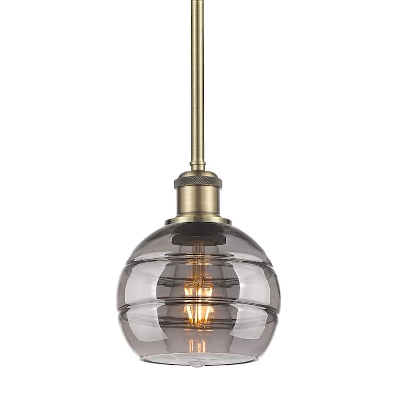 Innovations Lighting 516-1S-8-6 Rochester Pendant Rochester 6" Wide - Antique Brass / Light Smoke