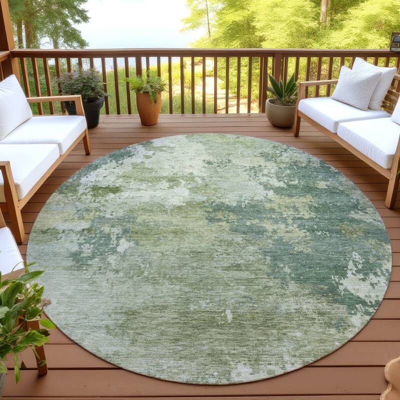 Machine Washable Indoor/ Outdoor Modern Contemporary Chantille Rug - Fern - 8' x 8'
