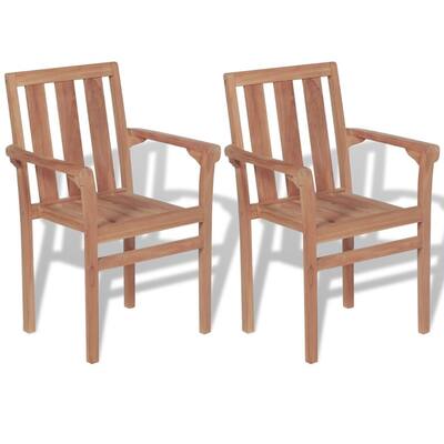 Stackable Garden Chairs 2 pcs Solid Teak Wood